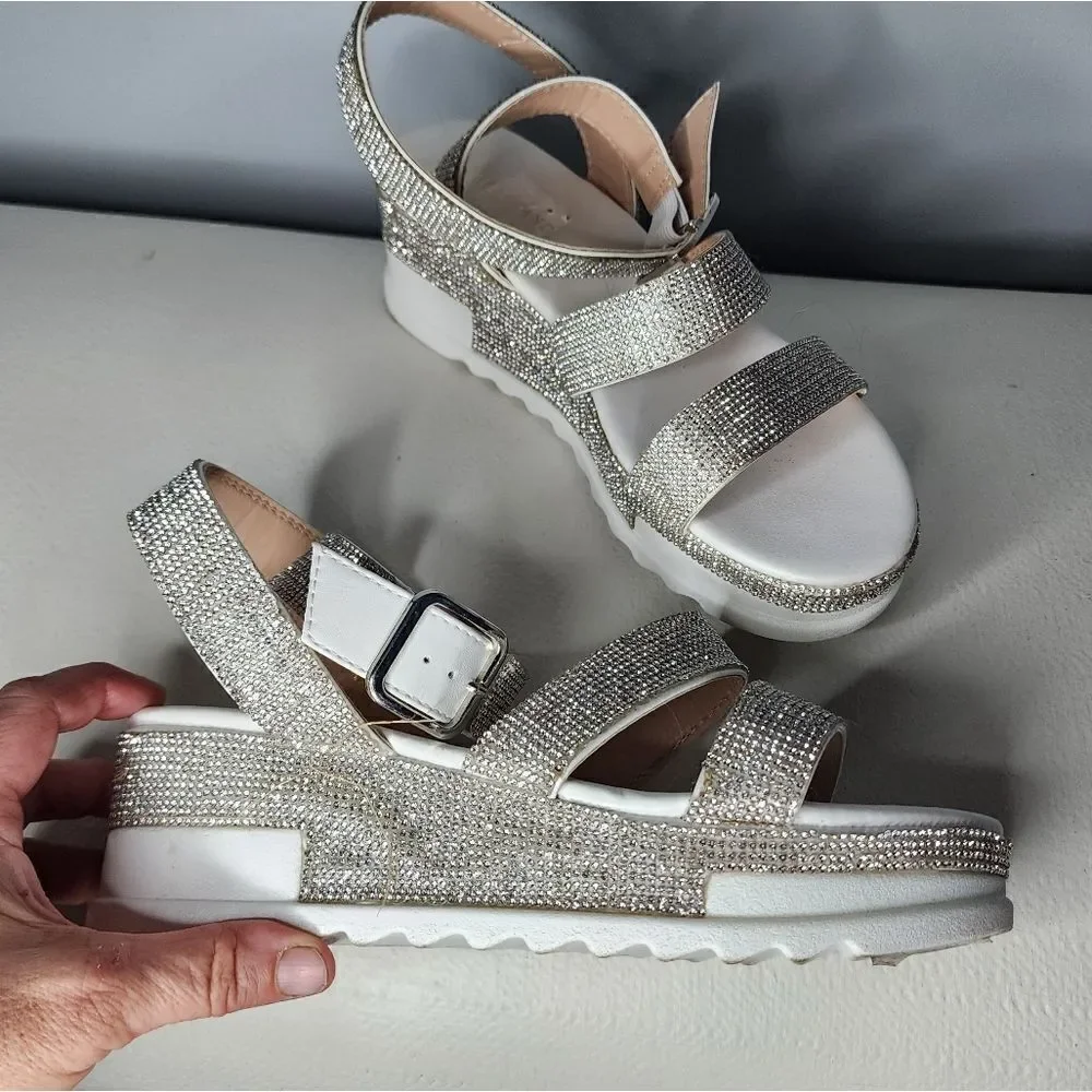 Azalea Wang Flatform Sandals Rager White Size 7.5